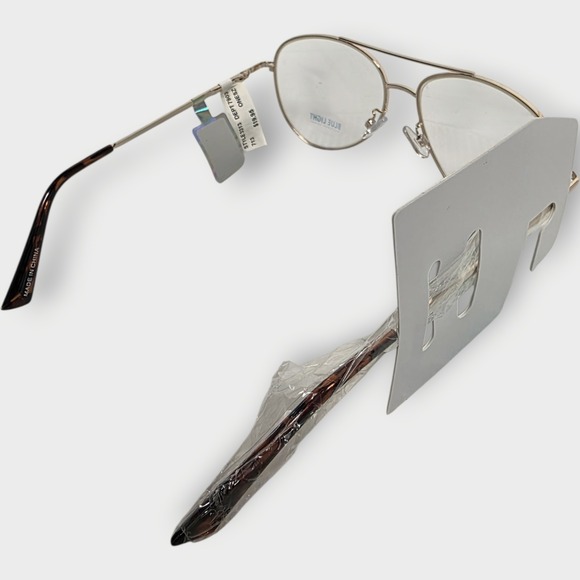 Aeropostale Blue Light Aviator Style Glasses Gold Metal Frame Clear Lens NEW - Picture 3 of 4